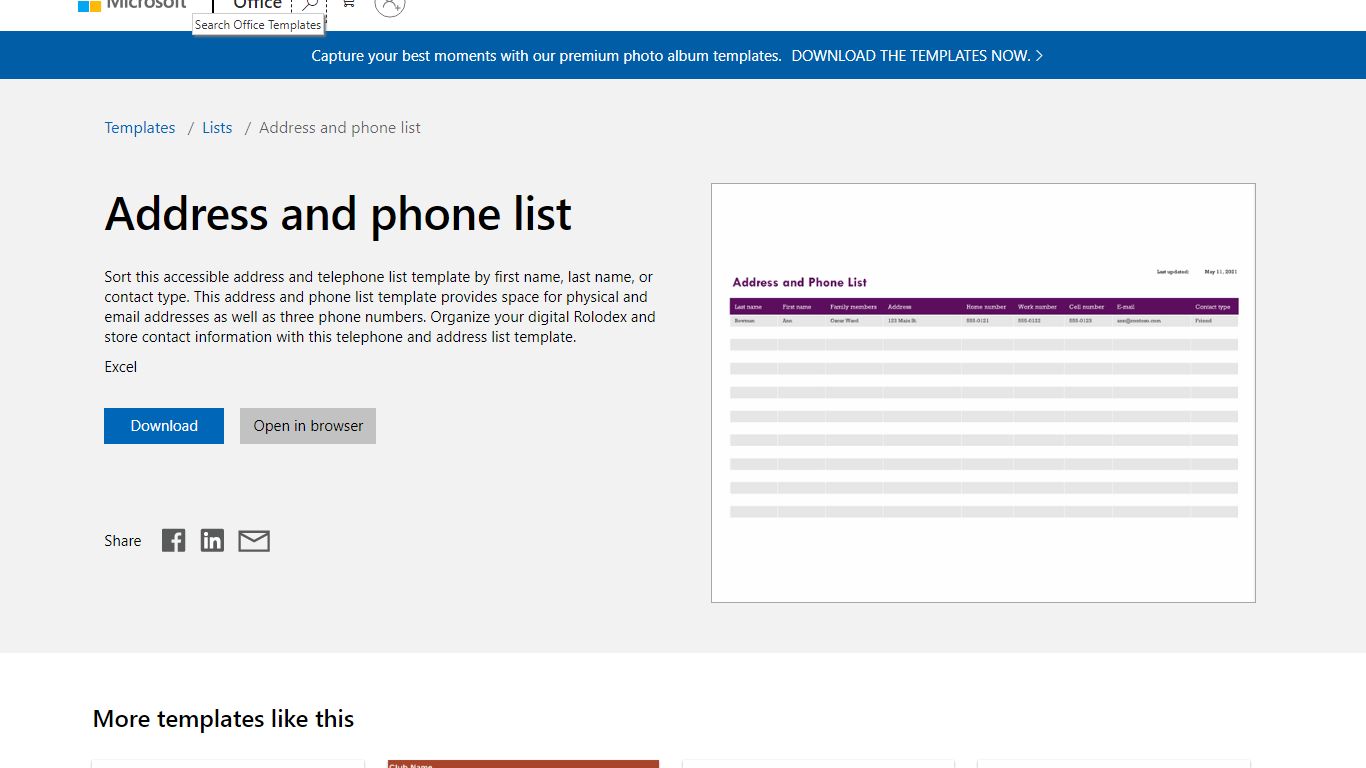 Address and phone list - templates.office.com